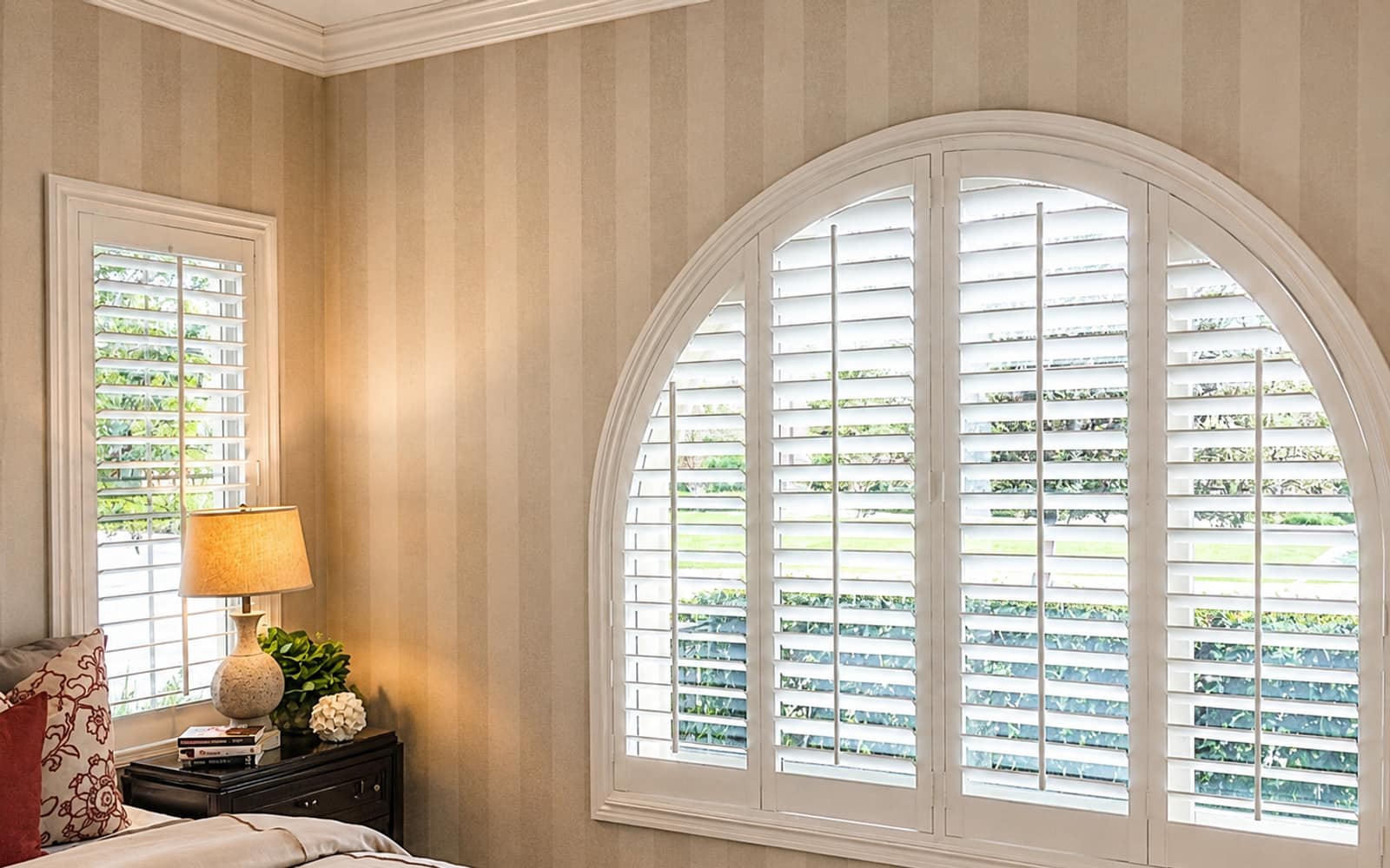 Close-up of a custom plantation shutter louver showing the smooth painted poly finish and tight edge detail